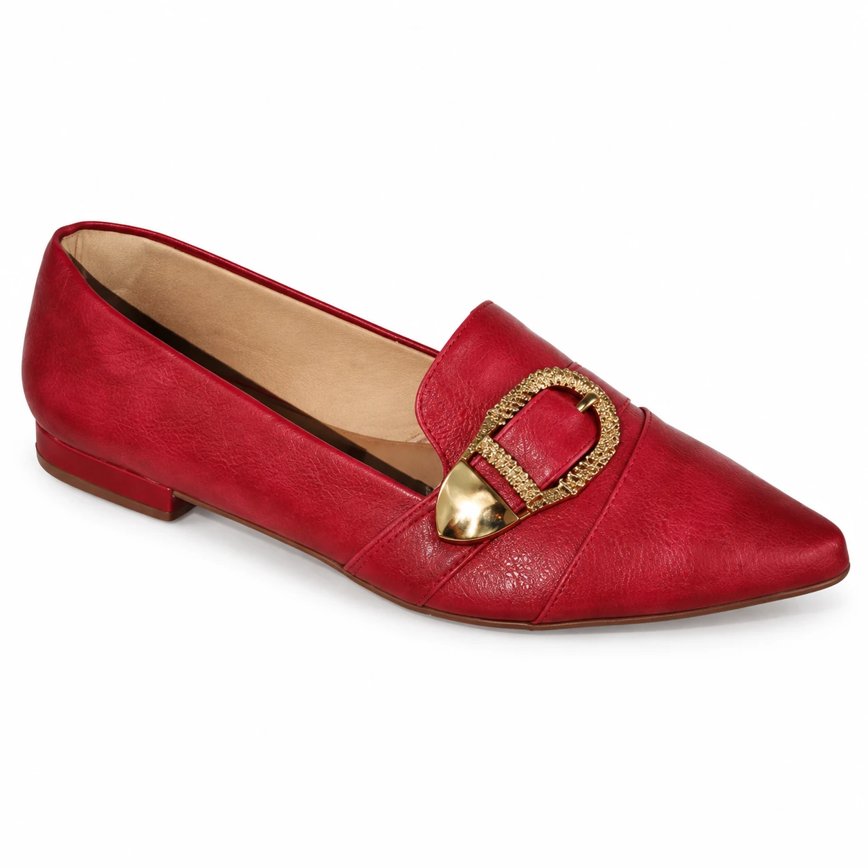 Mocassim Bico Fino com Fivela Gaturama · Vermelho · 200017