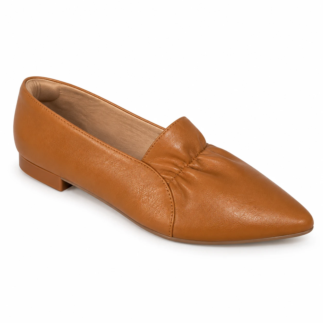 Mocassim Bico Fino Franzido Gaturama · Caramelo · 200021