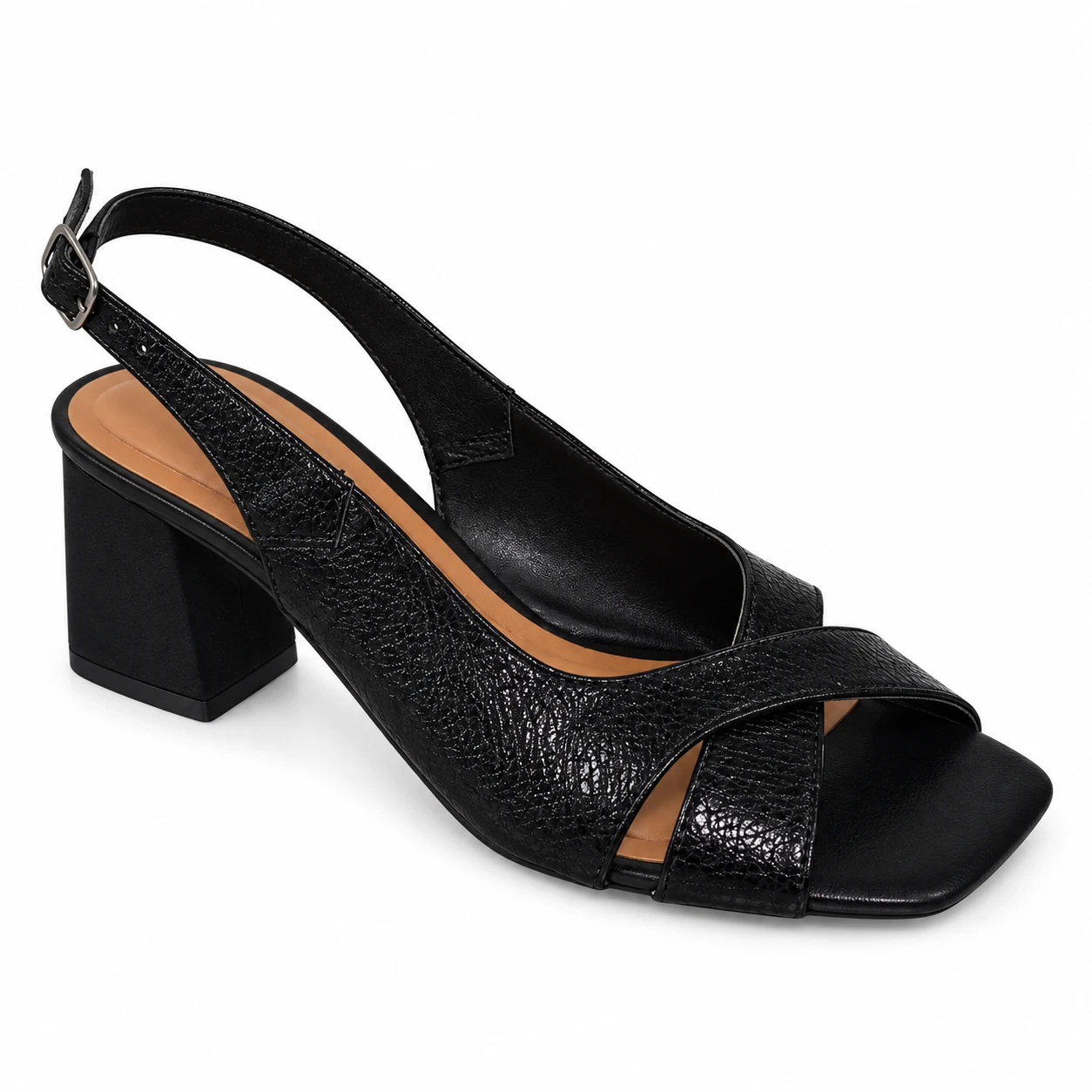 Sandália Slingback Tiras Cruzadas Gaturama · Preto · 5002