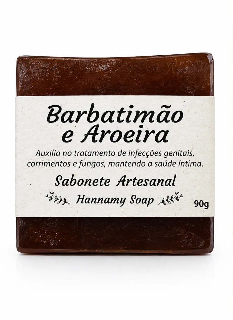 Sabonete artesanal 90 g Hannamy Soap · Barbatimão e Aroeira — foto do produto