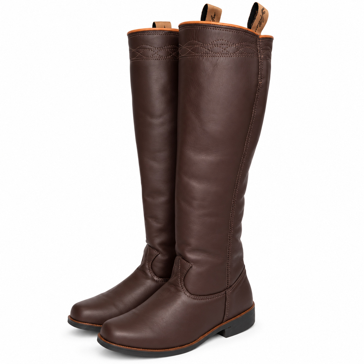 Bota Ginete em Couro Sola Injetada Tipo Gel Tiro de Laço · Café · 208