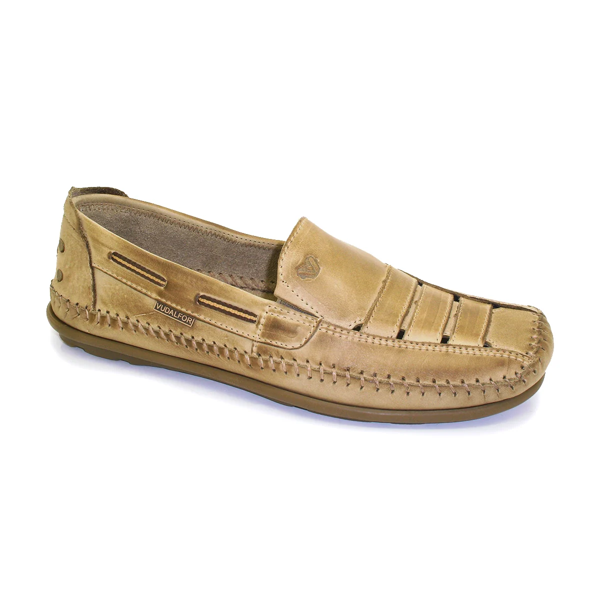 Mocassim Masculino em Couro Vudalfor · Areia estampado · 3335