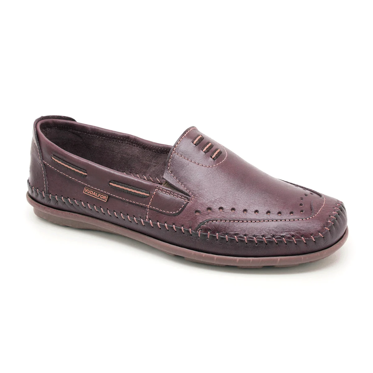 Mocassim Masculino em Couro Vudalfor · Café · 3370