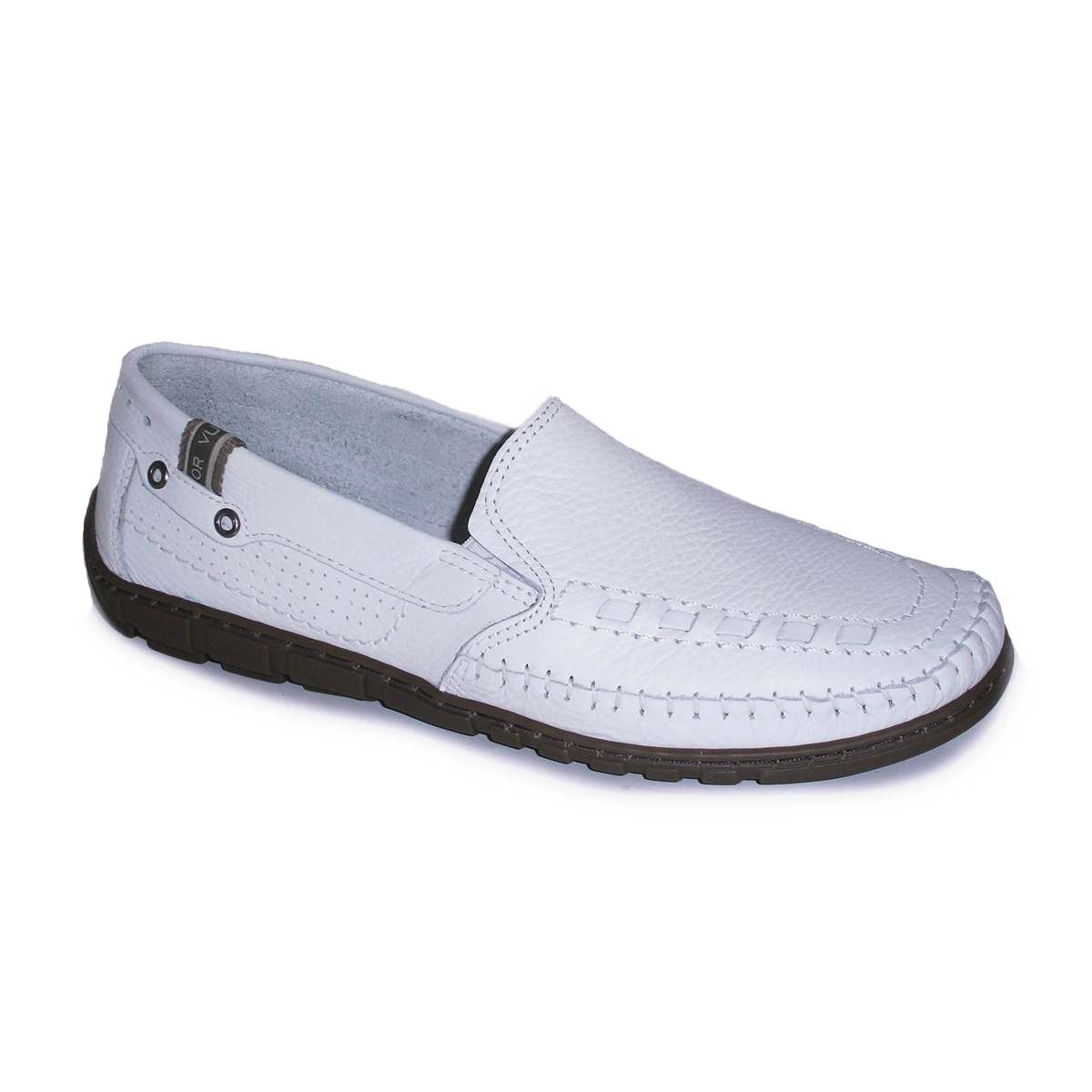 Mocassim Masculino em Couro Vudalfor · Branco · 5399