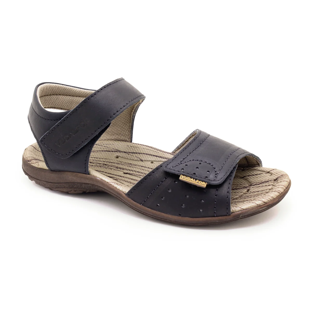 Sandália Masculina em Couro Vudalfor · Preto · 7754