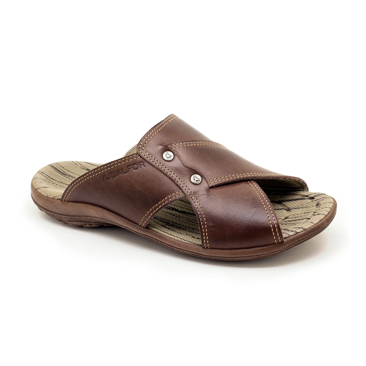 Chinelo Masculino em Couro Vudalfor · Café · 7759