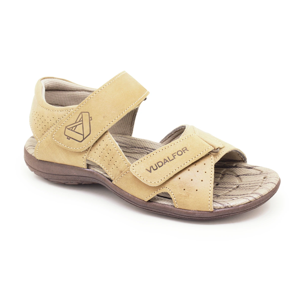 Sandália Masculina em Couro Vudalfor · Palha · 7744